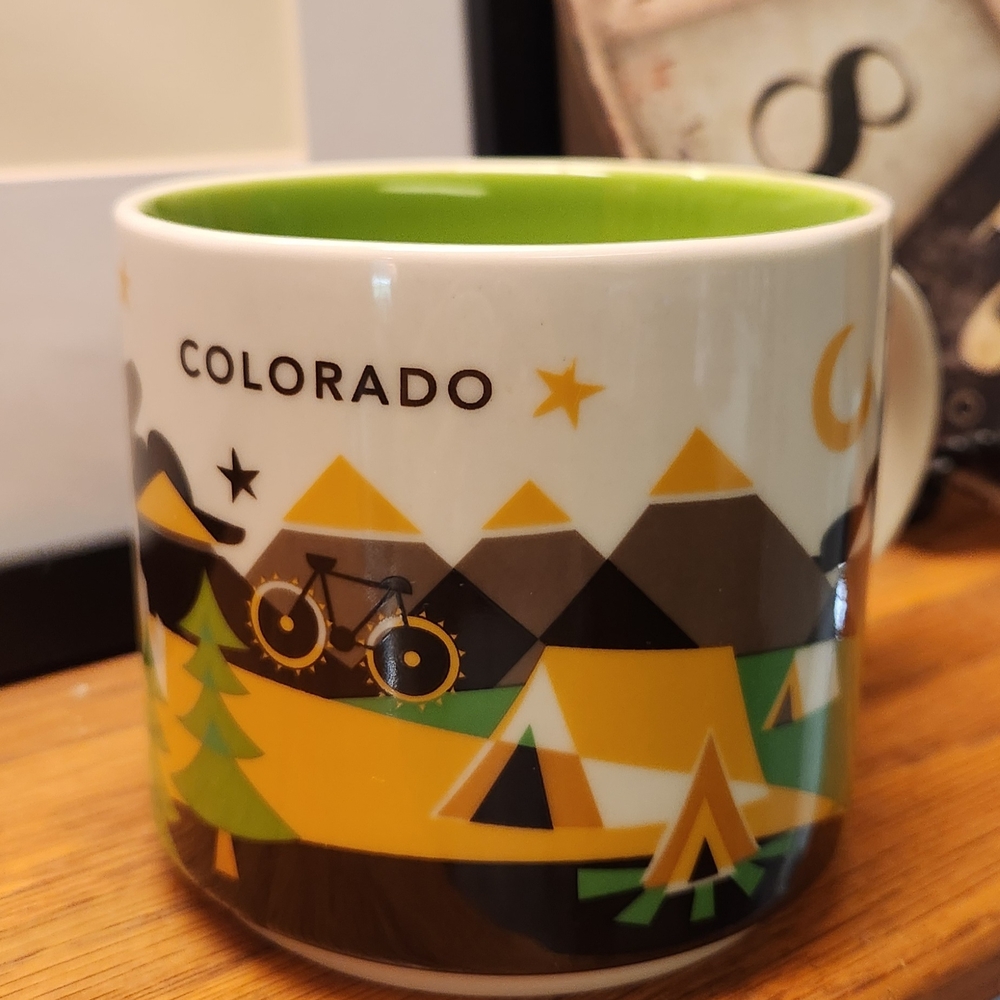 Starbucks You Are Here Collection Colorado Camping Mug - Green and Yellow
